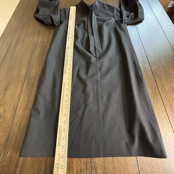 Club Monaco 95% Wool Black Shift Dress Size 0 Long Sleeve with Bow Neck Detail - Picture 4 of 7